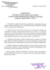 Komunikat Prezydium Zarządu Zjednoczenia Łemków