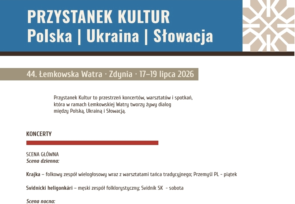 „Przystanek Kultur” — Polska, Ukraina, Słowacja na 44. Łemkowskiej Watrze w Zdyni!